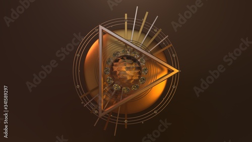 Εκτύπωση καμβά Abstract Floating Kinetic Metal Alien Technology Artifact Relic Art - Abstract B