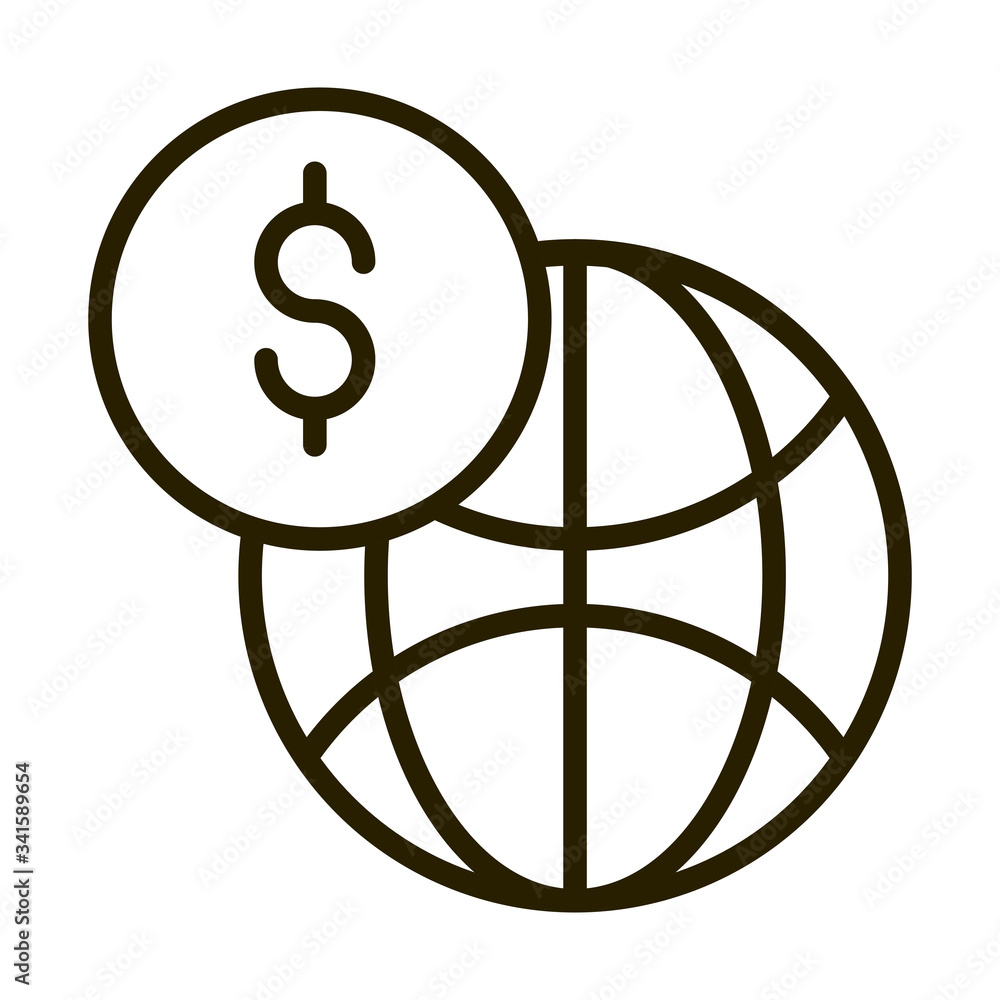 world money financial business stock market line style icon world money financial business stock market line style icon