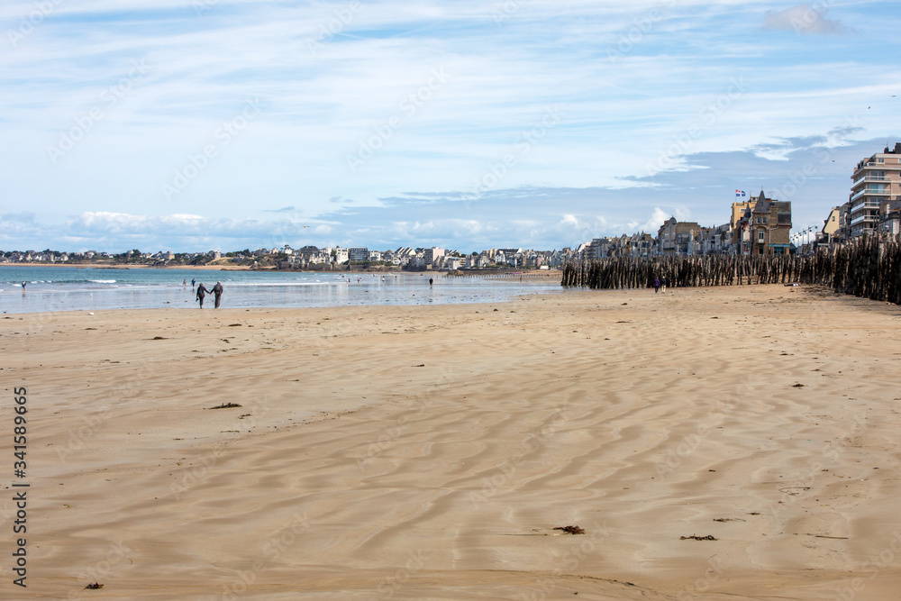 Main beach of the famous resort town Saint Malo in Brittany, France Main beach of the famous resort town Saint Malo in Brittany, France