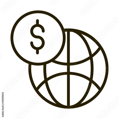 world money financial business stock market line style icon