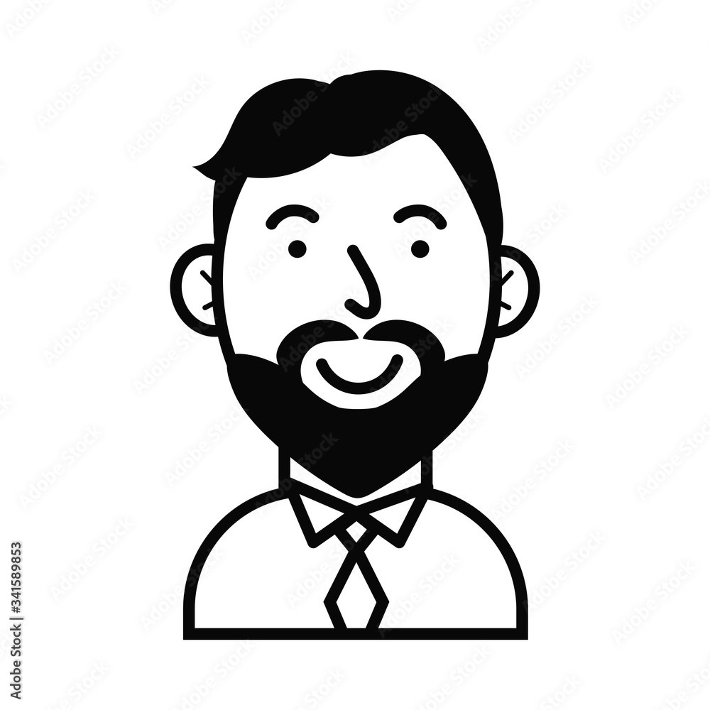 young man bearded avatar character icon