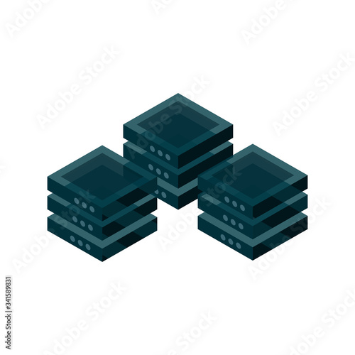 database server device technology isometric isolated icon