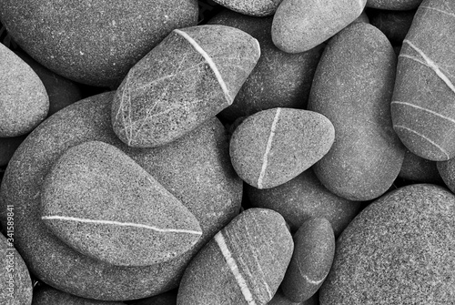 Canvas Print Flatlay Of Pebbles With A White Stripe