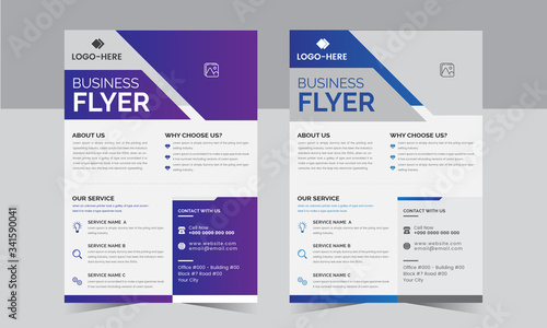 Modern business flyer template with color set