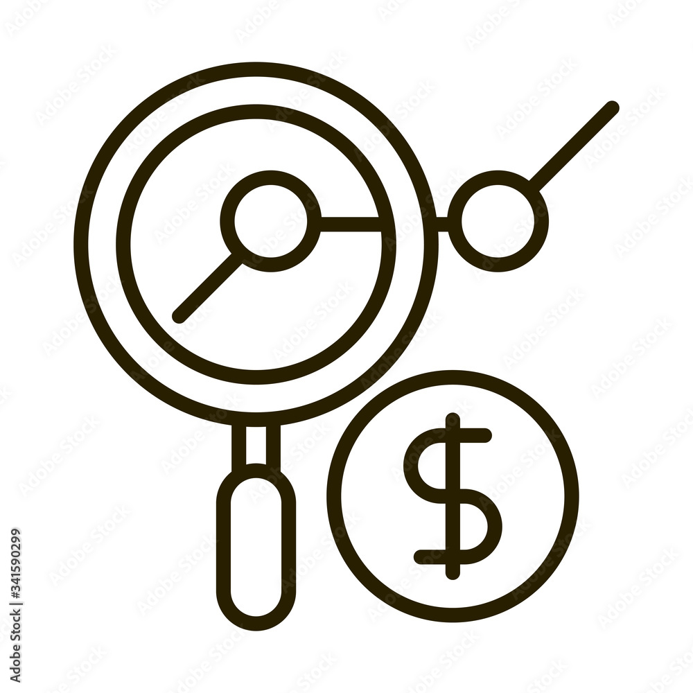 chart report money analysis business financial investing line style icon chart report money analysis business financial investing line style icon