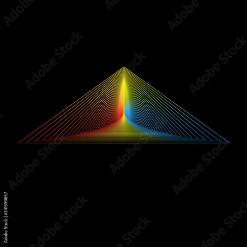 Gradient colorful triangle shape on black background