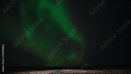 Green Aurora borealis timelapse 4k at night in Iceland
