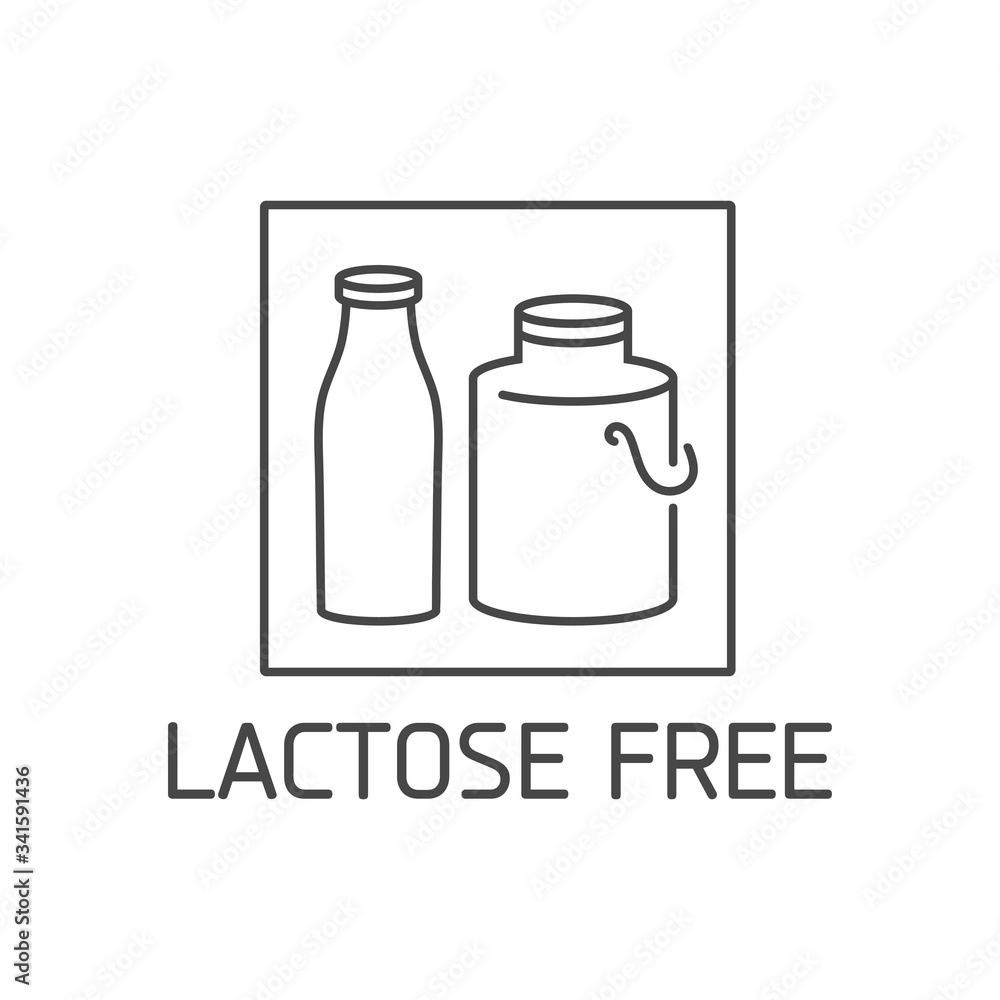 Vector logo, badge and icon for natural and organic products free from allergens ingredient. Lactose free. Vector logo, badge and icon for natural and organic products free from allergens ingredient. Lactose free.