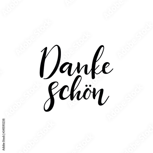 the text in German: Thank you very much. Vector illustration. Lettering. Ink illustration.
