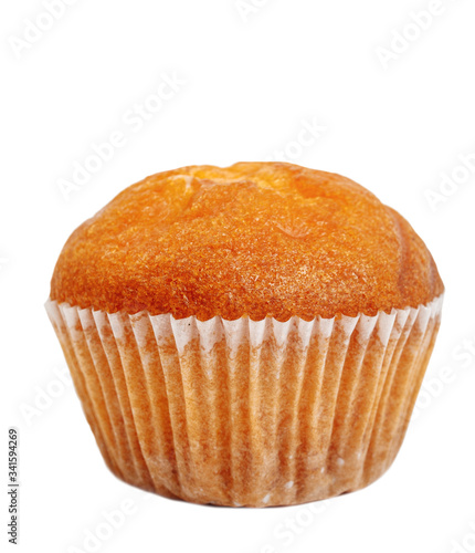 An isolated cupcake with sprinkles on a white background. Isolated muffin on white background