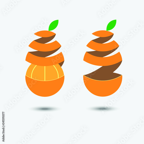 Illustration of orange design after peeled a skin