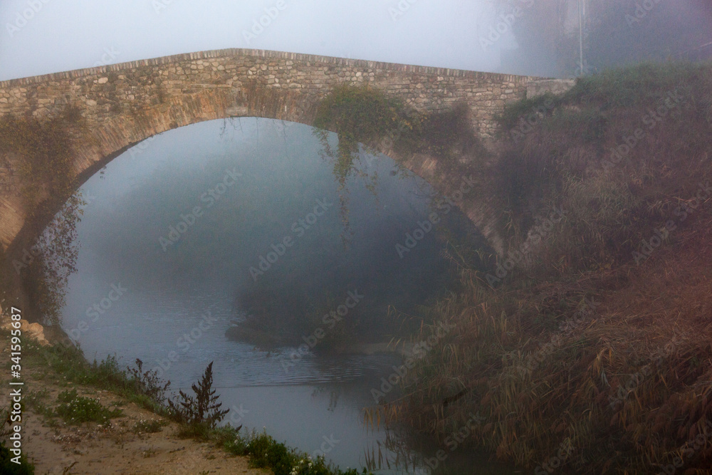 Fototapeta ponte nella nebbia