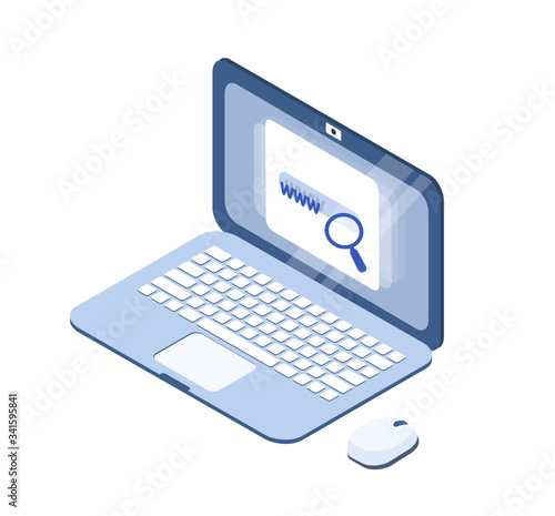 Cartoon laptop modern isometric design vector illustration