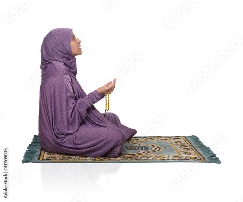 Beautiful Arabic Girl Praying for Allah Wearing Muslim Clothes