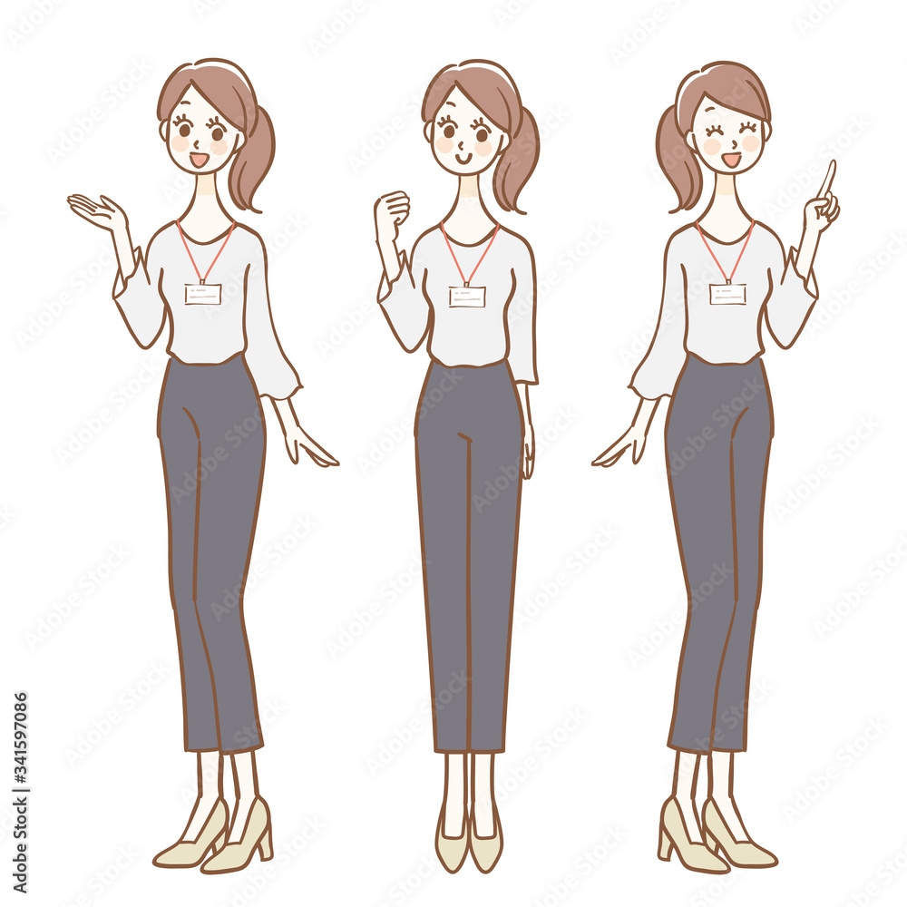 Illustration of female staff in casual clothes Illustration of female staff in casual clothes