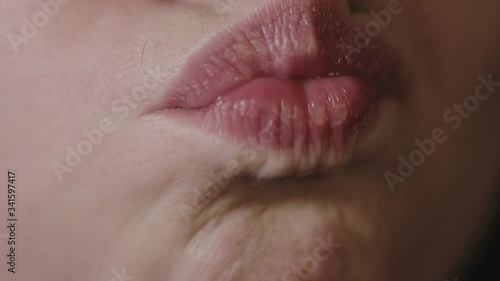 Closed Mouth Moving Sideways And Pouting - Extreme Closeup Shot