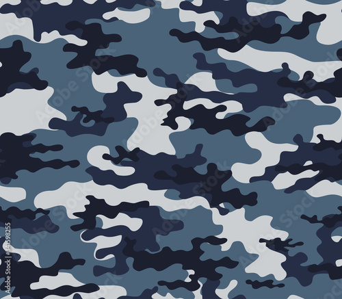 Blue camouflage seamless pattern vector background for printing clothes, fabrics.