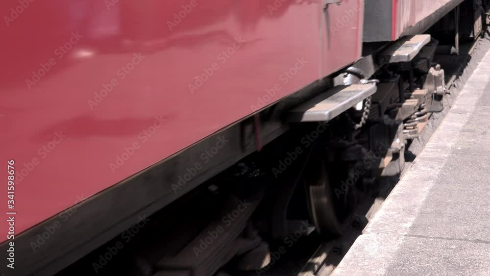 Steam train close up old style shot on tracks Steam train close up old style shot on tracks
