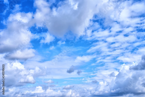 the bright blue sky in the summer midday