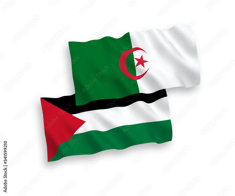 Flags of Palestine and Algeria on a white background Stock Vector