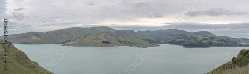 aerial of Lyttleton bay from north, Christchurch, New Zealand