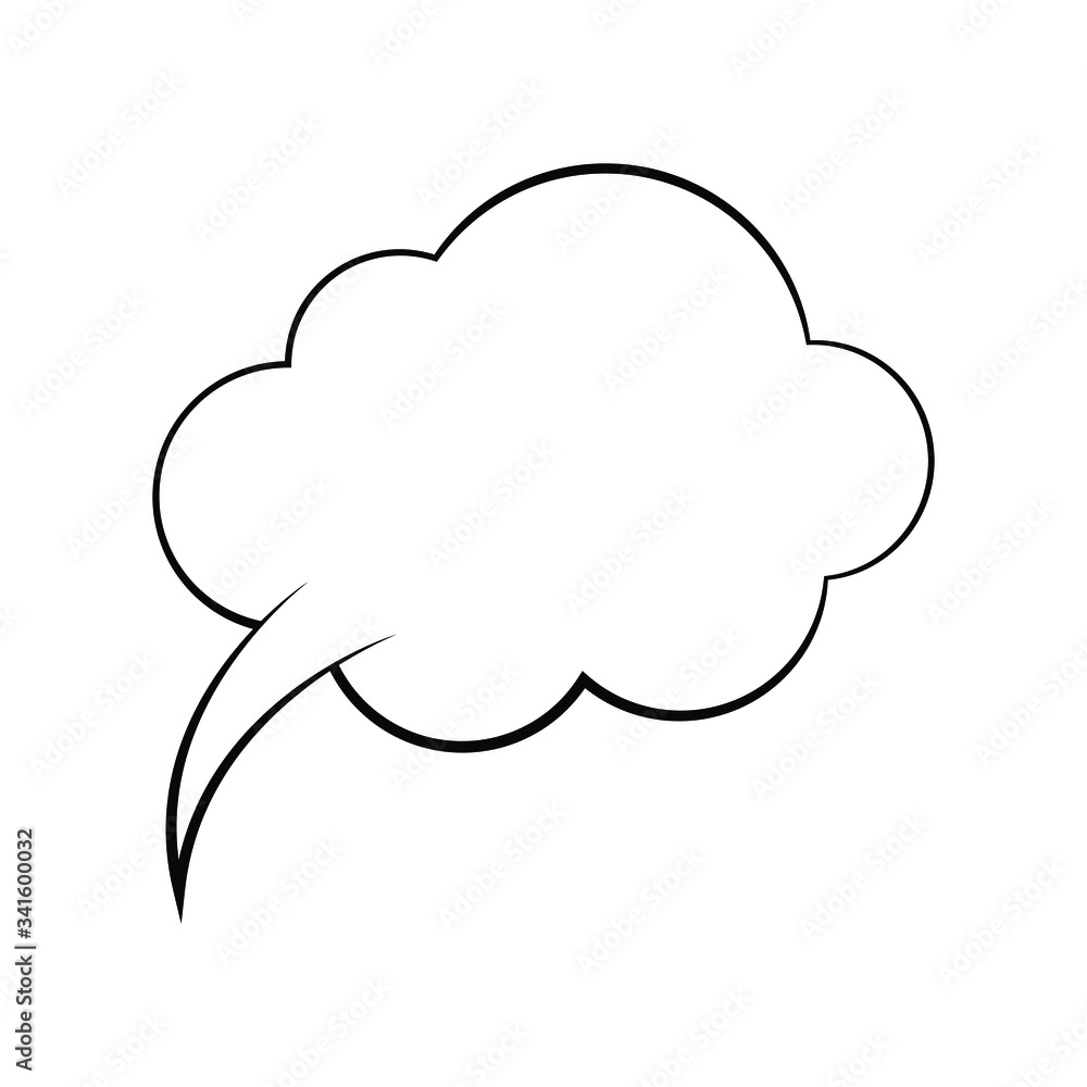 Cartoon speech or think bubble, empty communication cloud. Vector design element.