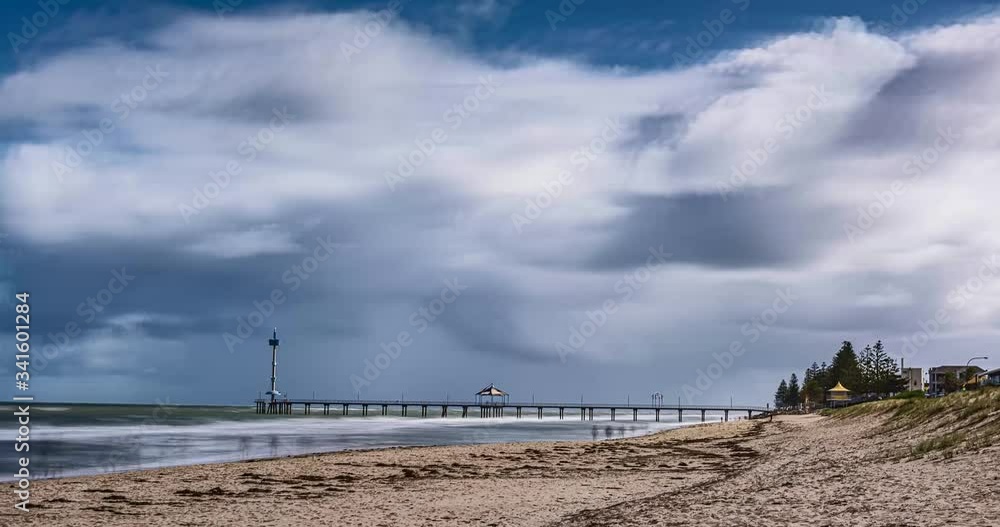 Time lapse of clouds rolling over beach in South Australia