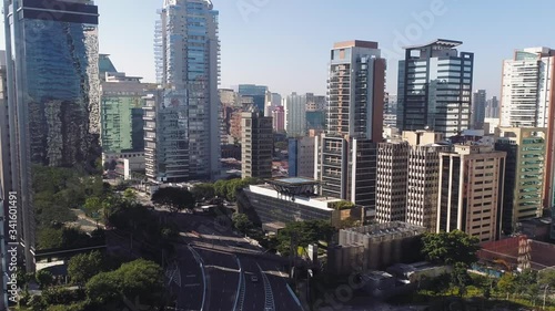 Aerial view to Juscelino Kubistchek avenue, in a sunny day, Sao Paulo, Brazil photo