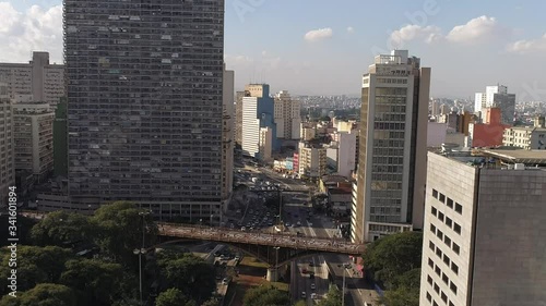 Aerial view to Anhangabaú Valley and the buildings, downtown of Sao Paulo, Brazil photo