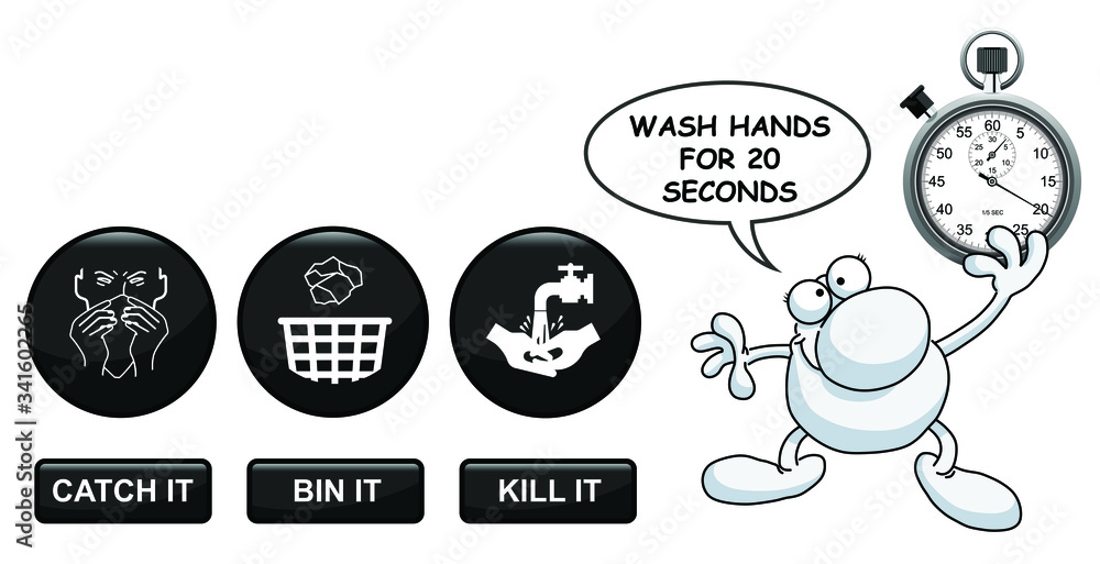 Obraz premium Public information Coronavirus COVID 19 advisory wash hands for twenty seconds message on white background 