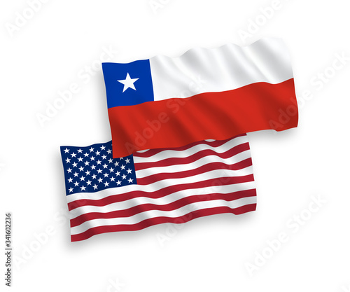 Flags of Chile and America on a white background