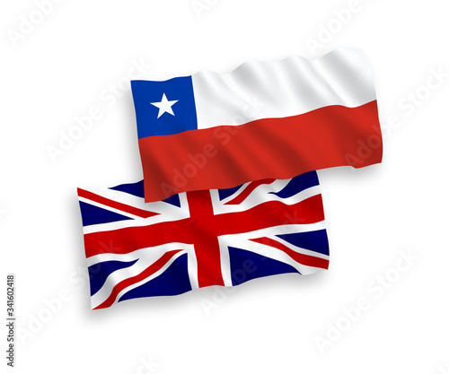 Flags of Great Britain and Chile on a white background