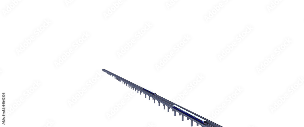 3d rendered illustration of Electricity Sky Train with Railway Isolated on White Background with Clipping Path.