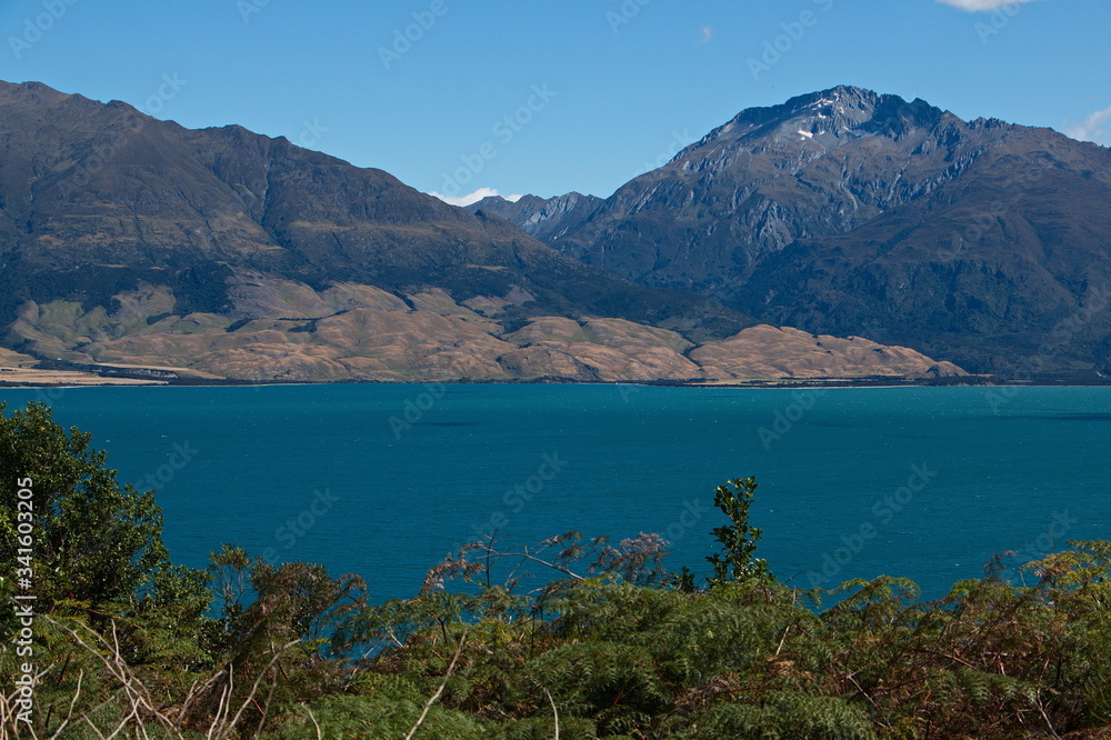 View of Lake Wanaka from Lake Wanaka Lookout in Otago on South Island of New Zealand
