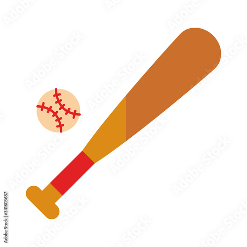 baseball bat with ball sport flat detailed style