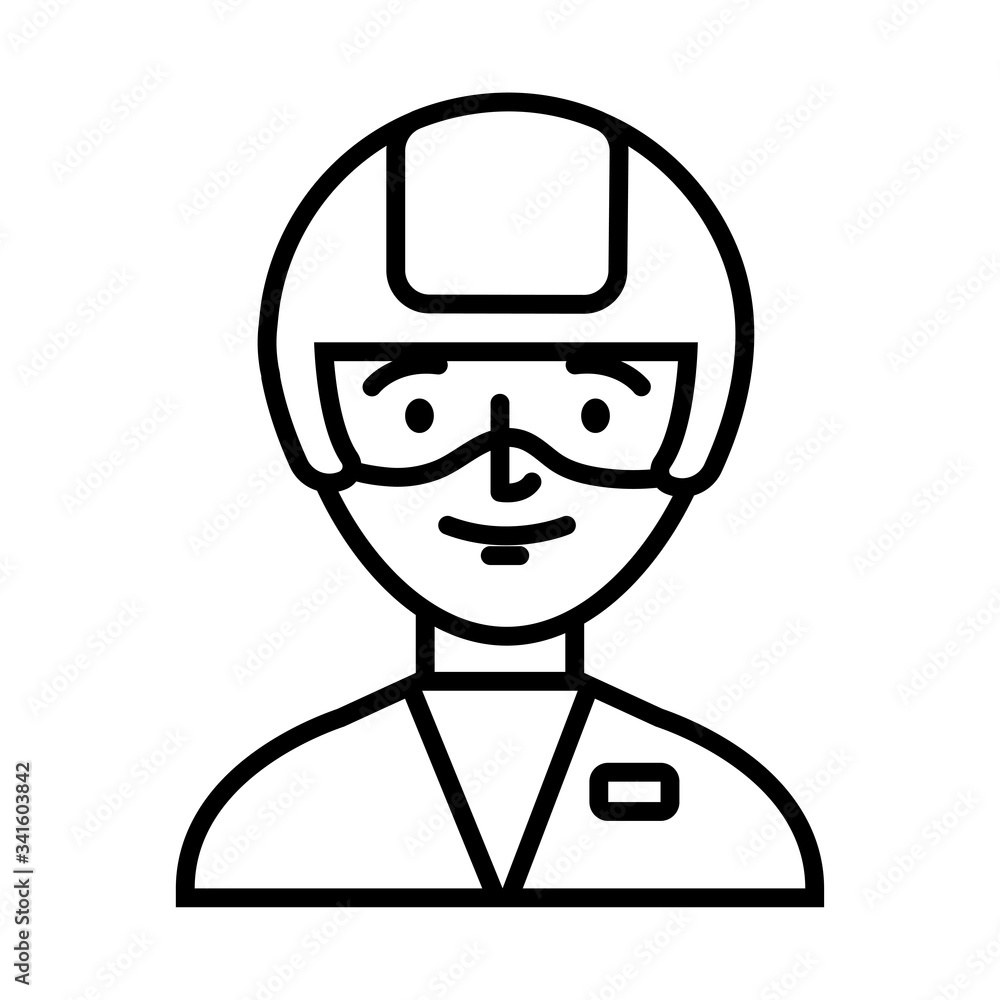 delivery service worker with helmet line style icon delivery service worker with helmet line style icon