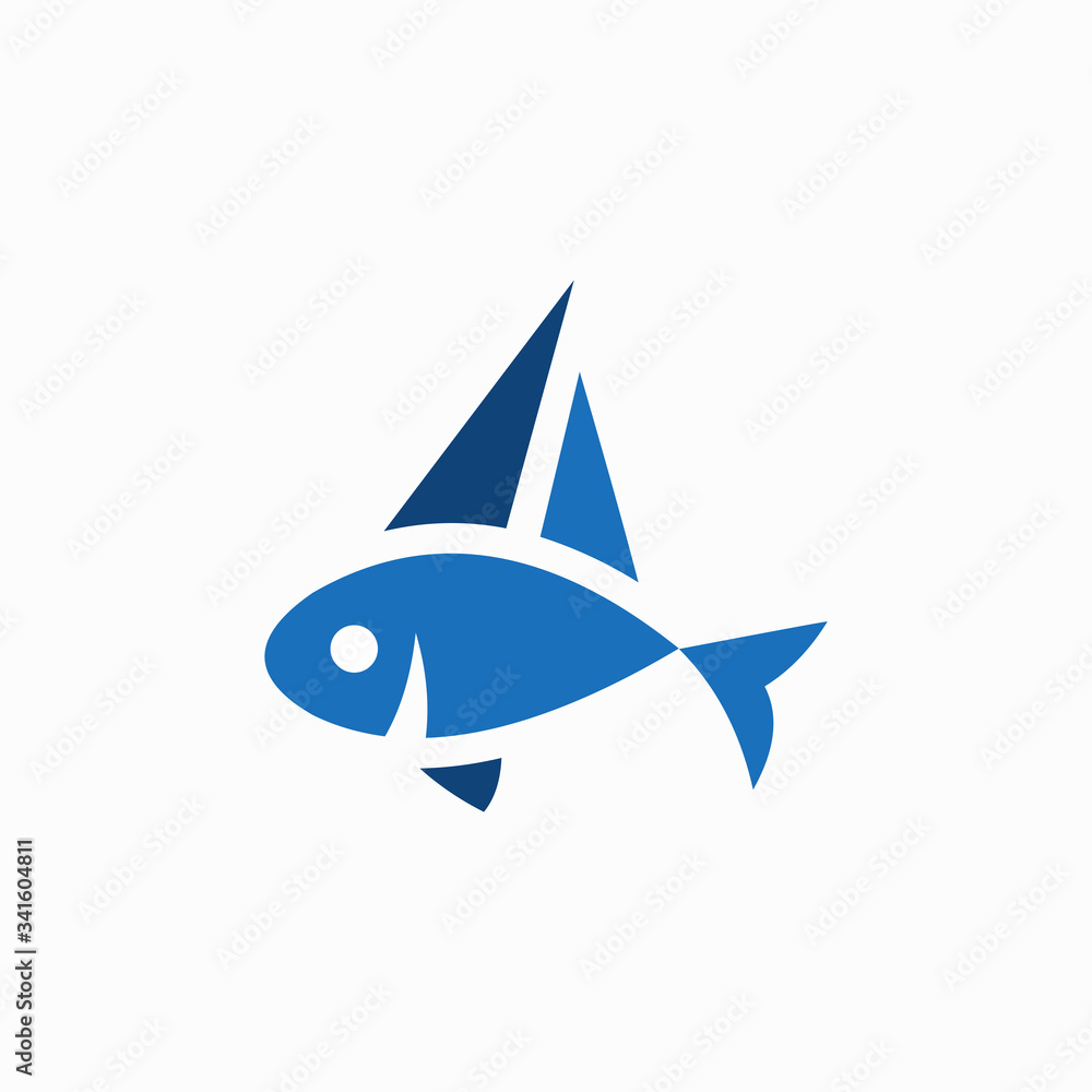 fish with boat vector logo fish with boat vector logo