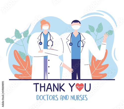 thank you doctors and nurses, male and female physicians professional specialist