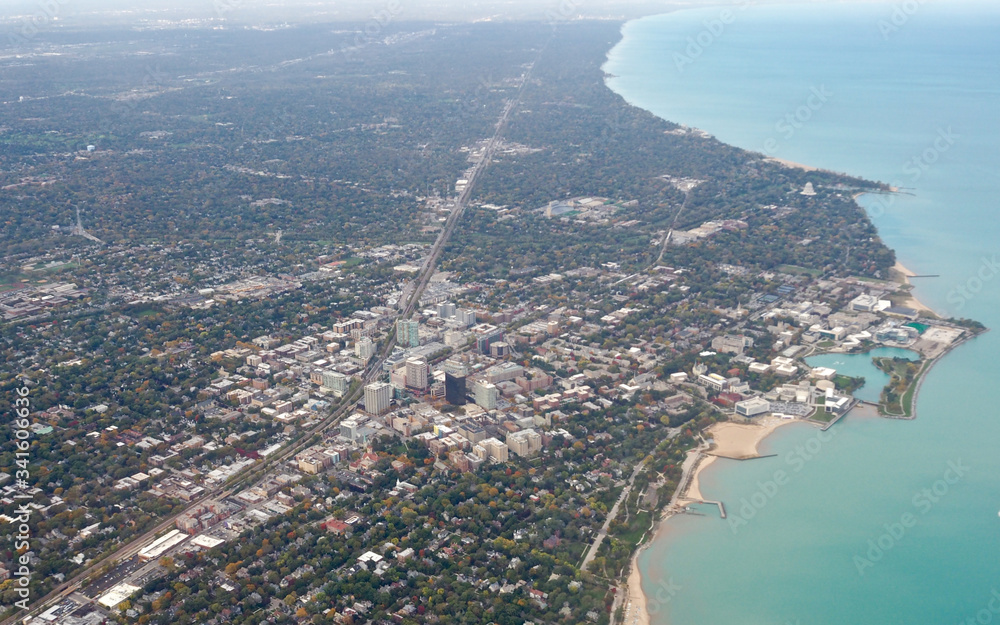 Aerial image of Evanston Chicago