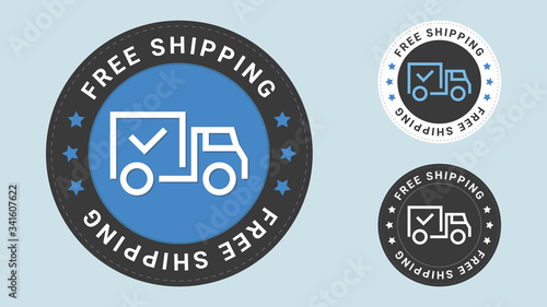 Free shipping stamp vector illustration. Vector certificate icon. Vector combination for certificate in flat style.