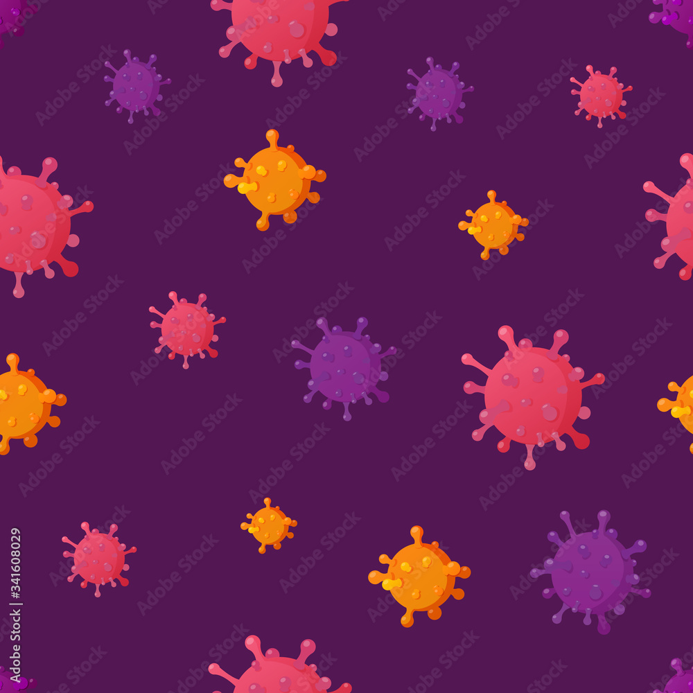 Coronavirus COVID-19 seamless pattern template. Coronavirus COVID-19 seamless pattern template.