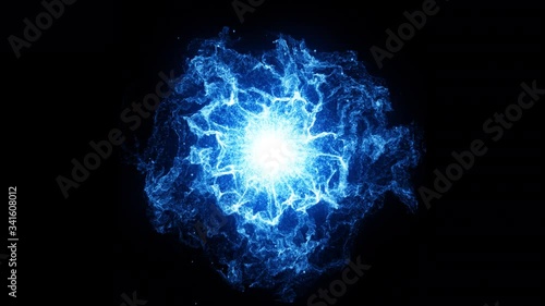 Explosion blue shockwave video.Blue energy loop animation background. Shockwave Footage.Overlay Template. Effect photo