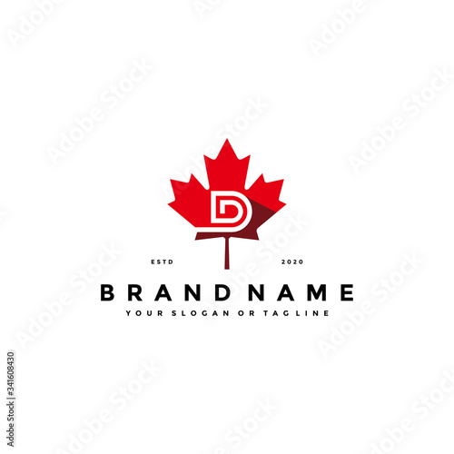 letter D maple logo design vector