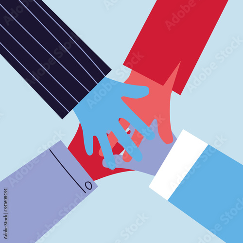 human hands joined fighting together