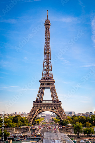 Eiffel Tower seen from Jardins du Trocadero in Paris, France © alzamu79