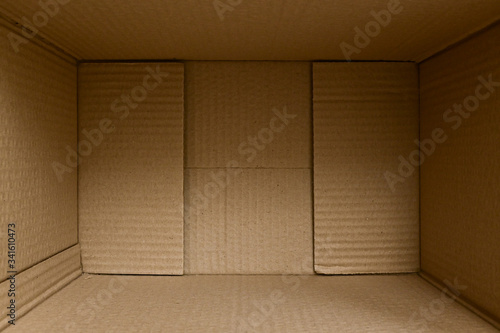 Canvas Print empty inside brown box carton paper package open packing