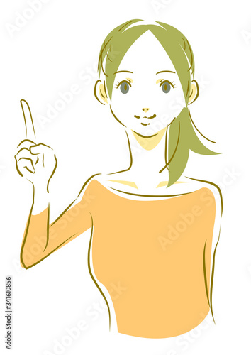 女性　ナチュラル　指差す