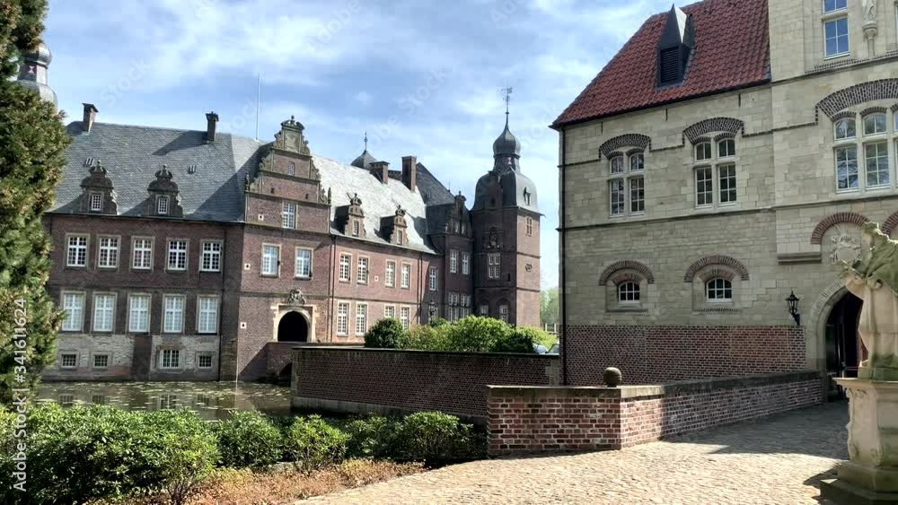 Wide shot of beautiful old german castle building during sunny day Wide shot of beautiful old german castle building during sunny day