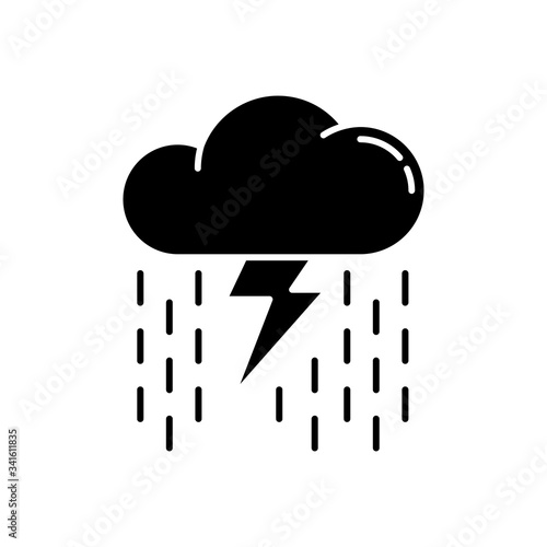 Heavy showers black glyph icon