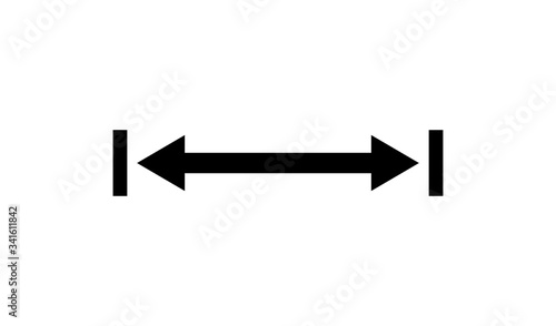 Distance icon. Arrow icon on white background. Vector illustration.